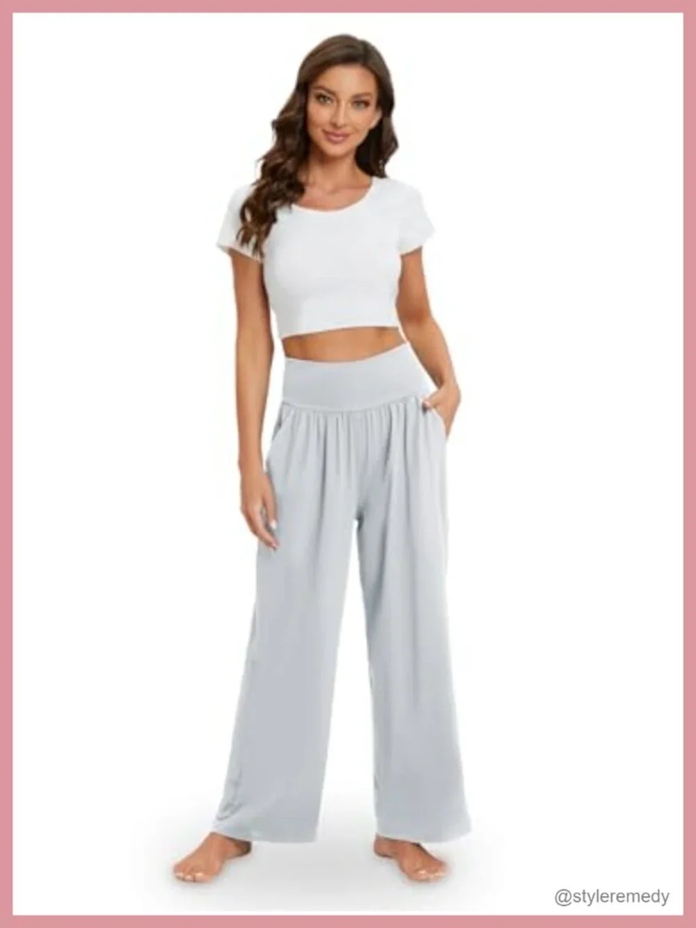 Wide Leg Yoga Pants High Waisted Flow Lounge Pajama Pants with Pockets